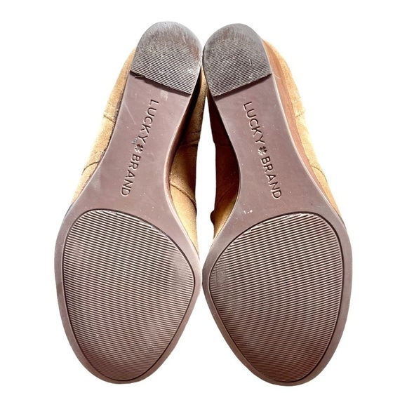 LUCKY BRAND, WOMENS, TRENDY, SWAY WEDGE BOOTIES. CAMEL COLOR LEATHER. SIZE 7M - Picture 7 of 7